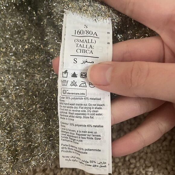 All Saints Rosetta Tinsel cropped Crew Neck Sweater Gold Bronze Size Small - Picture 5 of 9